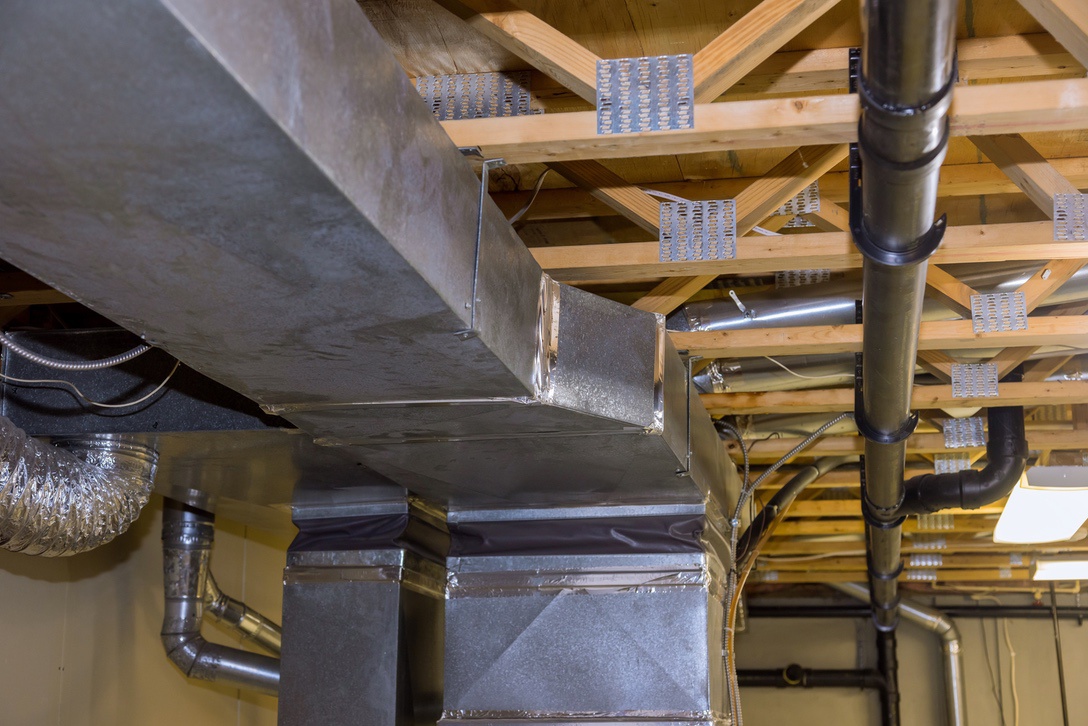 Ductwork for central AC installed in home