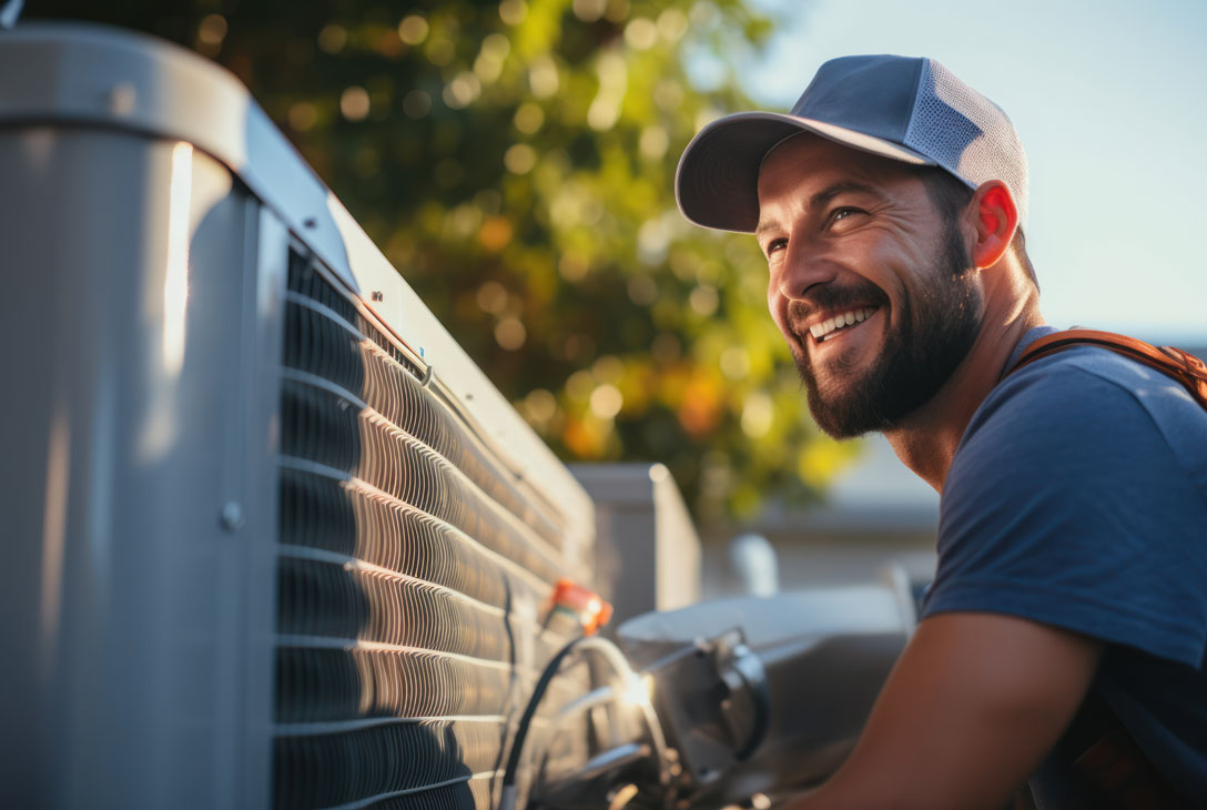 Professional Working on HVAC Unit